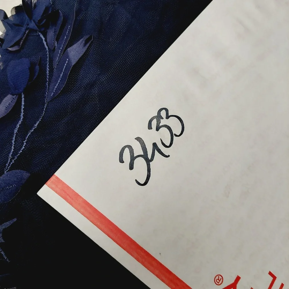 NEW Lulus Regal Poise Navy Blue 3D Floral Applique One-Shoulder Maxi Dress P3433 - Picture 10 of 10
